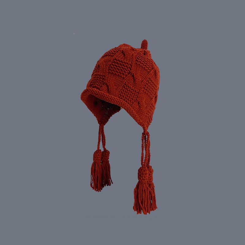 Autumn And Winter Women'S Ear Protection Knitted Hat Sweet And Cute Versatile Knitted Hat Handmade Warm Lei Feng Hat