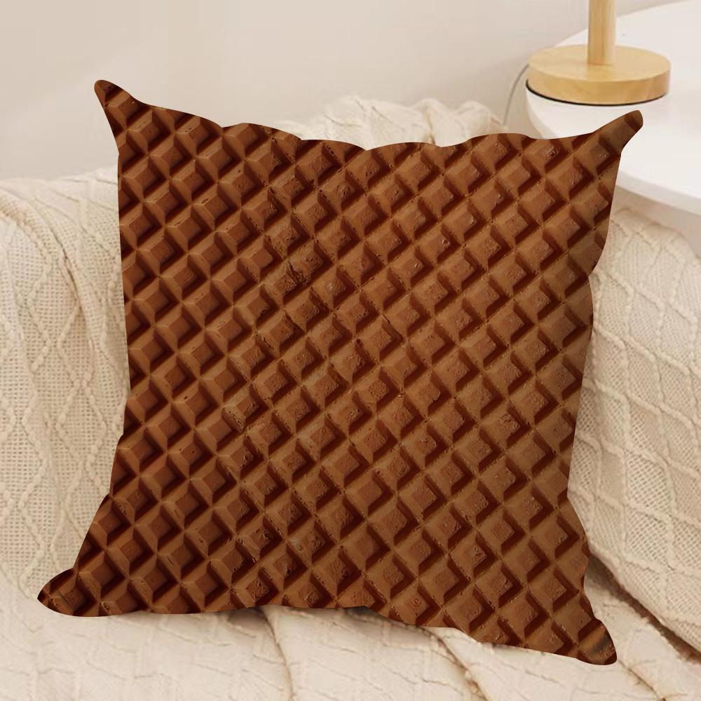 Fried Egg Pizza Waffle Cushion Cover Silky Short Plush Double-Sided Printed Pillow Case For Sofa All Seasons Home Decor Gift