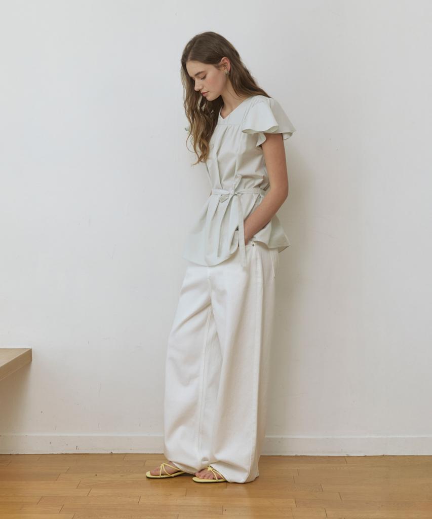 ADAUL Horn Clean Wide Cotton Pants - White