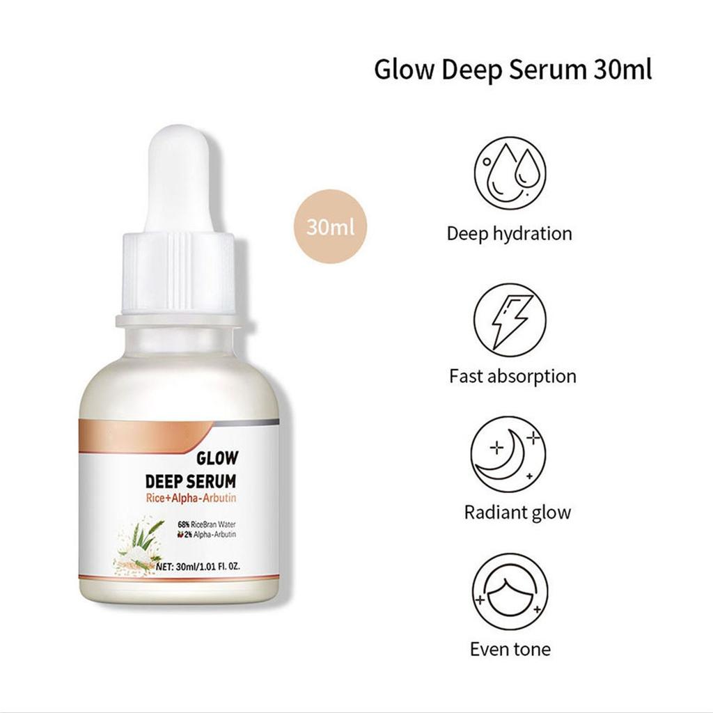 Rice Brightening Serum 0.67 Floz! Formulated With Rice Milk Extract, AlphaArbutin! Fades Scar, Brightens Skin And Even Skin Tone