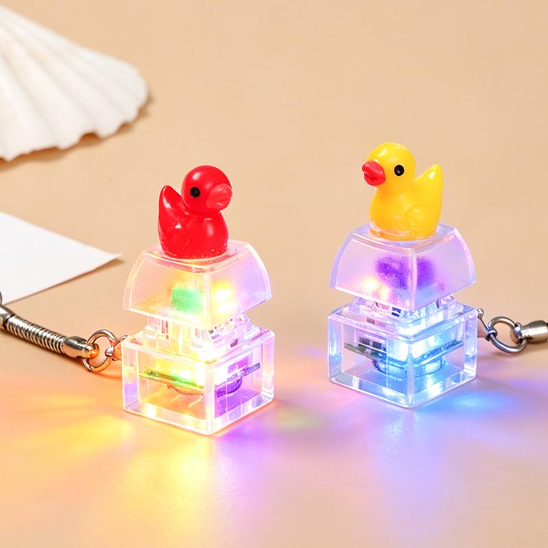 Animal Keyboard Fidget Keychain Finger Button Clicker Decompression Toy With Colorful Lights