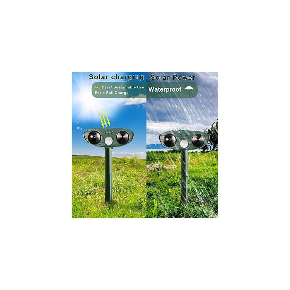 HOPSEM Cat Scarer Cat Repellent Ultrasonic Solar Powered Waterproof Animal Deterrents for Gardens Motion Activated Sensor Pest Repeller for Farm