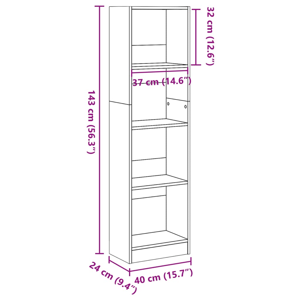 Bookshelf Reclaimed Wood Look 40x24x143 Cm Engineered Wood