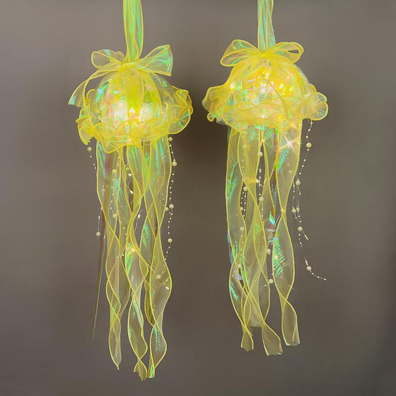 Color DIY Jellyfish Lamp Lantern Mermaid Parti Jellyfish Light Lantern Girls Happy Under The Sea Theme Birthday Party Decor