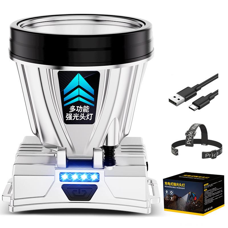 

Супер яркий светодиодный перезаряжаемый мощный налобный фонарь с высокой яркостью и функцией аварийной зарядки для улицы, рыболовная лампа white light,1pc