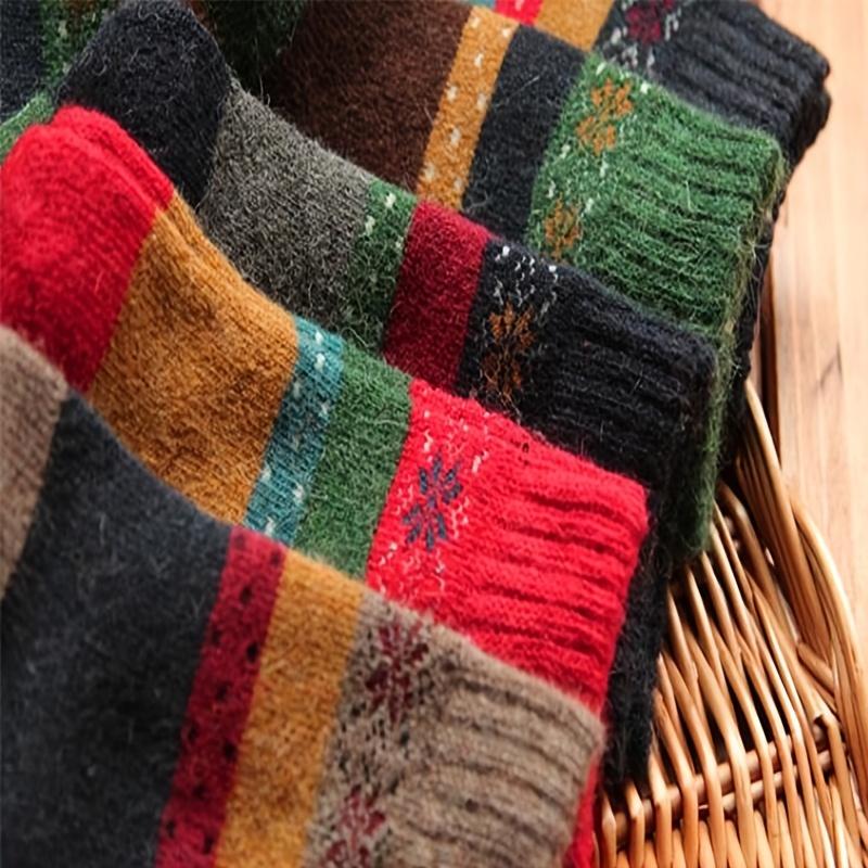 5 Pairs Women'S Thermal Winter Socks - Thick, Warm, and Comfortable with a Round Neck Design