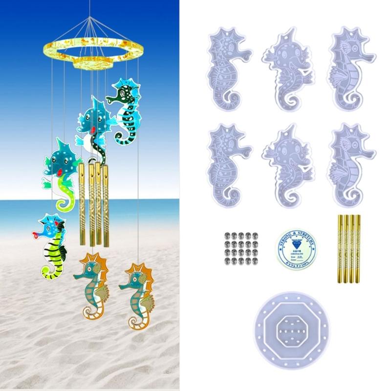 Diy Hippocampus Wind Chime Crystal Epoxy Mold Keychain Pendant Wall Hanging Curtain Wind Chime Mirror Silicone Mold