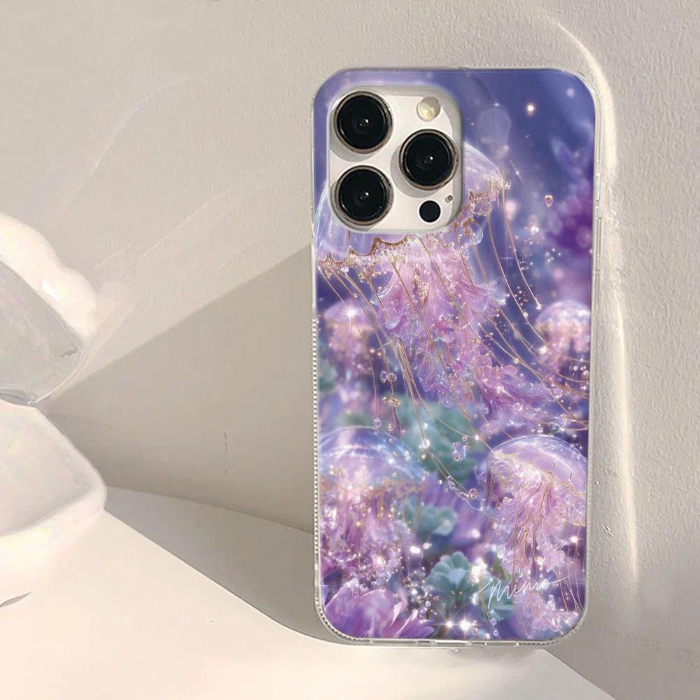 Phone Case For iPhone 17 17Air 15 14 13 12 11 16 Pro Max 15 Plus Purple Smudged jellyfish good-looking Anti-fall Cover Funda