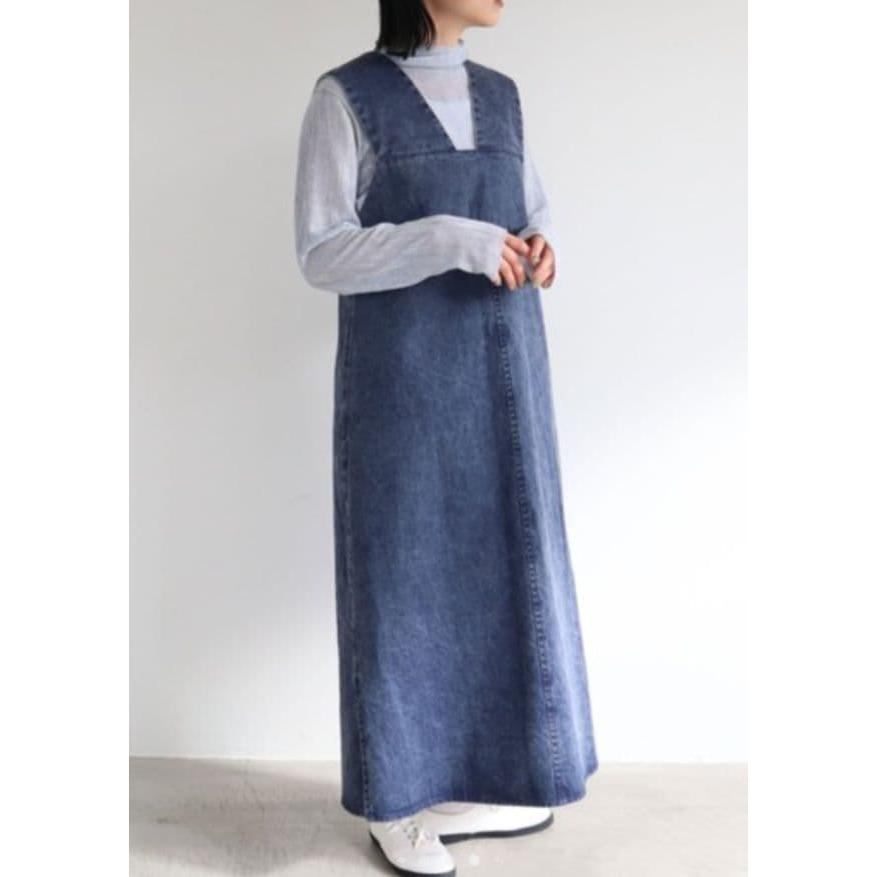 yuni indigo denim jumper skirt front and back 2way