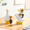 Healing Desk Accessories Mini Garden Duck Figurine Cute Farm Dolls Small Desktop Adorable Resin Figurine Collection Car Dashboard Figurines,