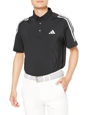 Golf Golf Three Short Sleeve Stretch Shirt, Stripes, Button-Down Shirt, Men's, Black, J/M