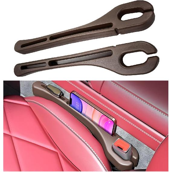 2PCS Car Seat Gap Organizer, Car Seat Gap Filler Storage Bag with Phone Holder, Upgraded Multifunctional Car Seat Gap Blocker Plug to Prevent коричневый