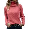 Womens High Neck Solid Color Knit Sweater Long Sleeve Winter 2026 Street Style Slim Fit Pullover