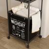Sturdy Metal Frame Laundry Hamper Rolling Wheels Foldable Designs Removable Shelves for Home Organization Daily Use
