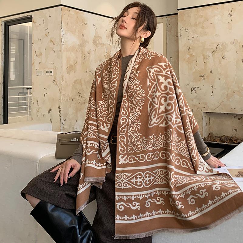 Women S Ethnic Style Faux Cashmere Scarf Warm Thick Travel Shawl