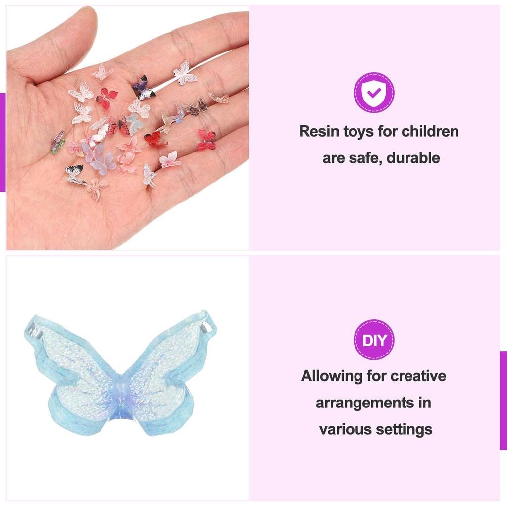 CoCud Mini Resin Butterflies, 0.31 Inch, Resin Dollhouse Accessories, Transparent Light Blue - (Uses: Crafts, Nail Art, Fairy Garden, Miniature