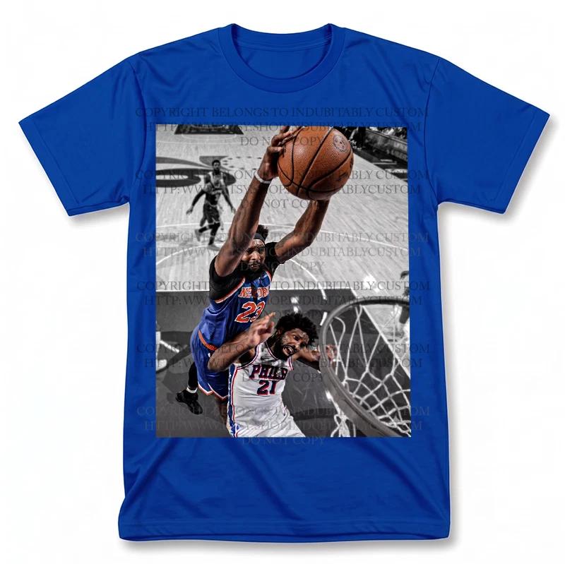 Mitchell Robinson Dunk on Joel Embiid Graphic T Shirt Vintage Style Fan Tee L