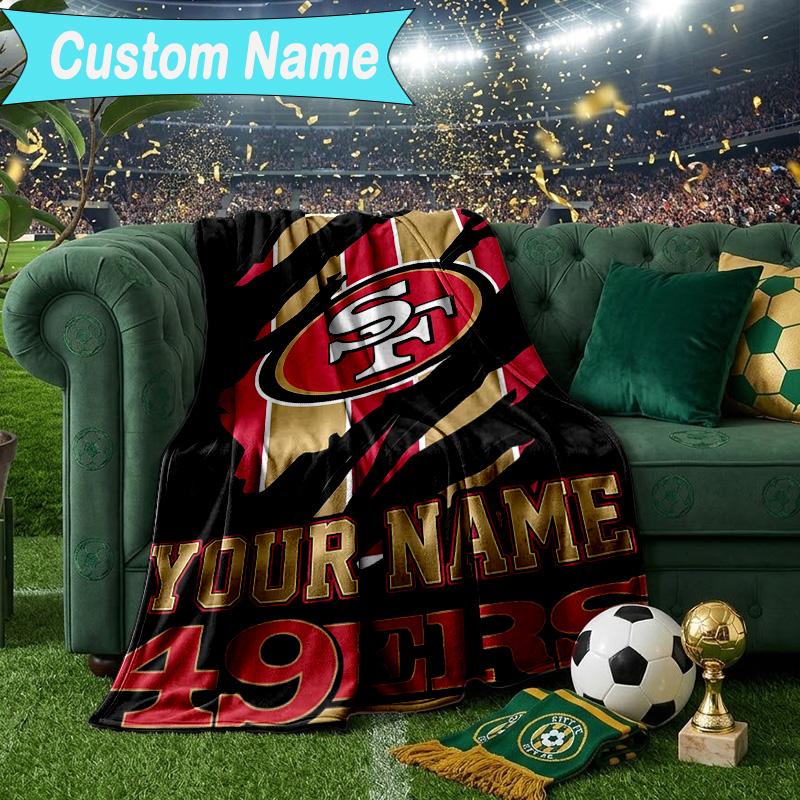 Custom Name Blanket Faithful 49ers football Blanket Bedding Blanket for Travel, Camping, Living Rooms, Offices, Sofas, Fan Christmas gift