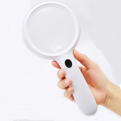 Handheld Magnifying Glass 120Mm Large Diameter Reading 14 Led Light Comfortable Handle Design