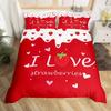 Strawberry Duvet Cover SetRed Strawberry Bedding Set for Girls Cute Black White Geometric Plaid Grid Comforter Cover Full Size