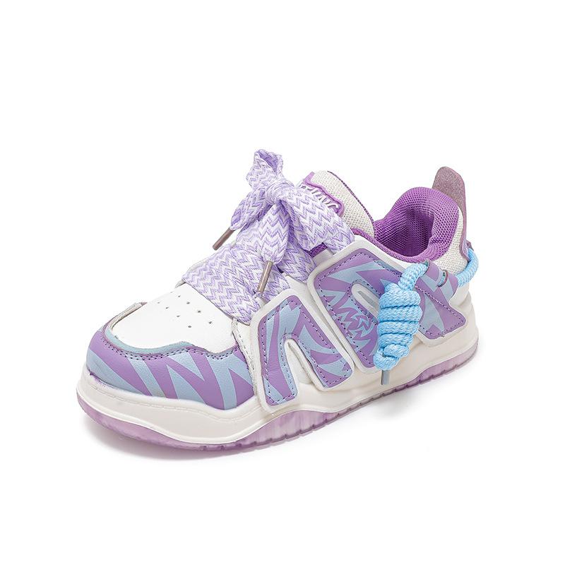 

Обувь для девочек с дышащей кожаной поверхностью, детская спортивная обувь, весна и осень, корейская версия, повседневная, нескользящая, для учеников начальной школы, для занятий сноубордом 26 фиолетовый