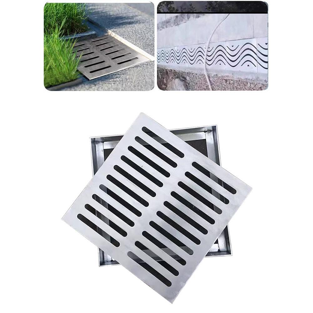 Stainless Steel Garden Drain Grate with Frame for Rainwater Management and Floor Drain Applications in Outdoor Spaces