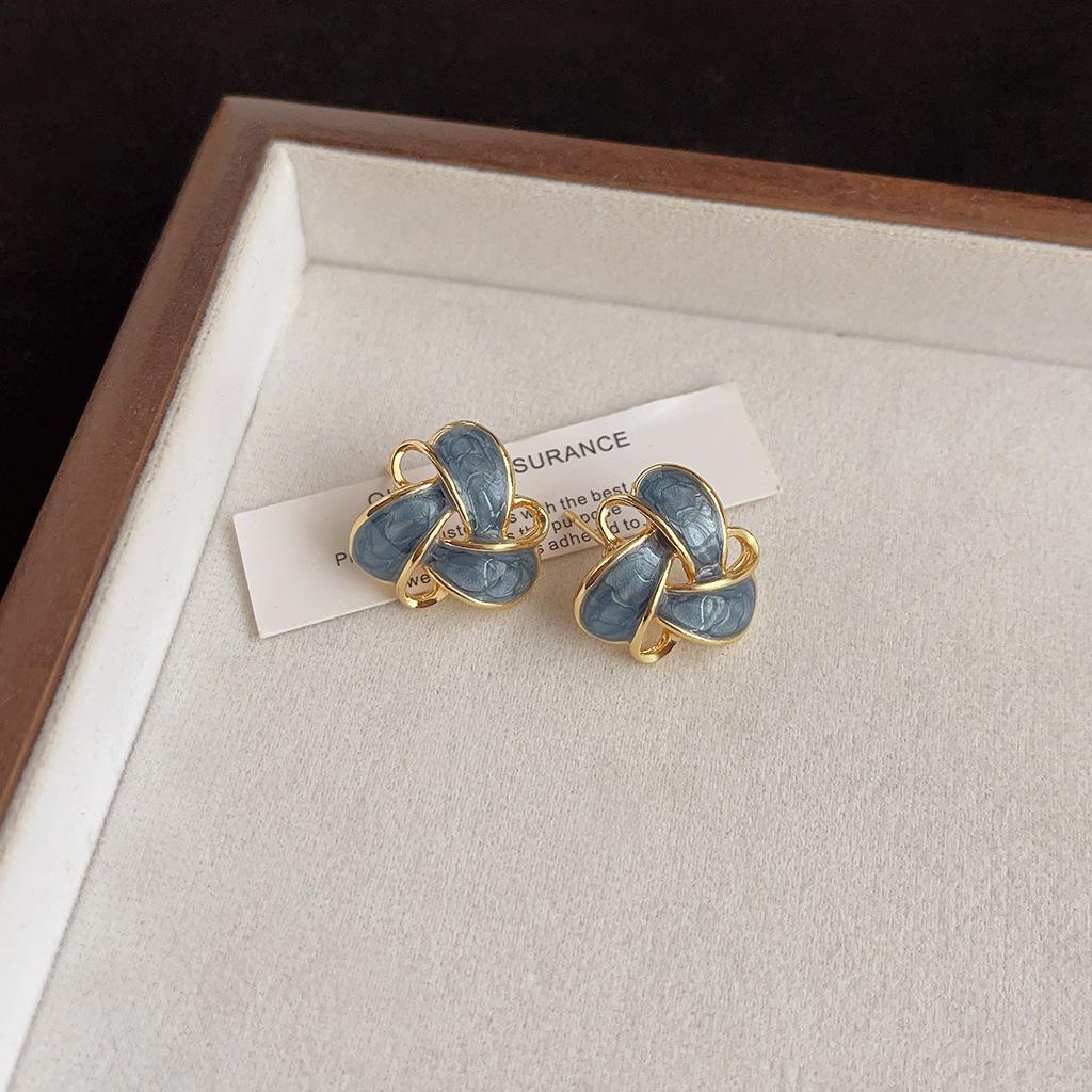 Maillard Coffee Color Amber Earrings Women's Autumn and Winter High-end Commuter Style Earrings Light Luxury Niche Design Earrings