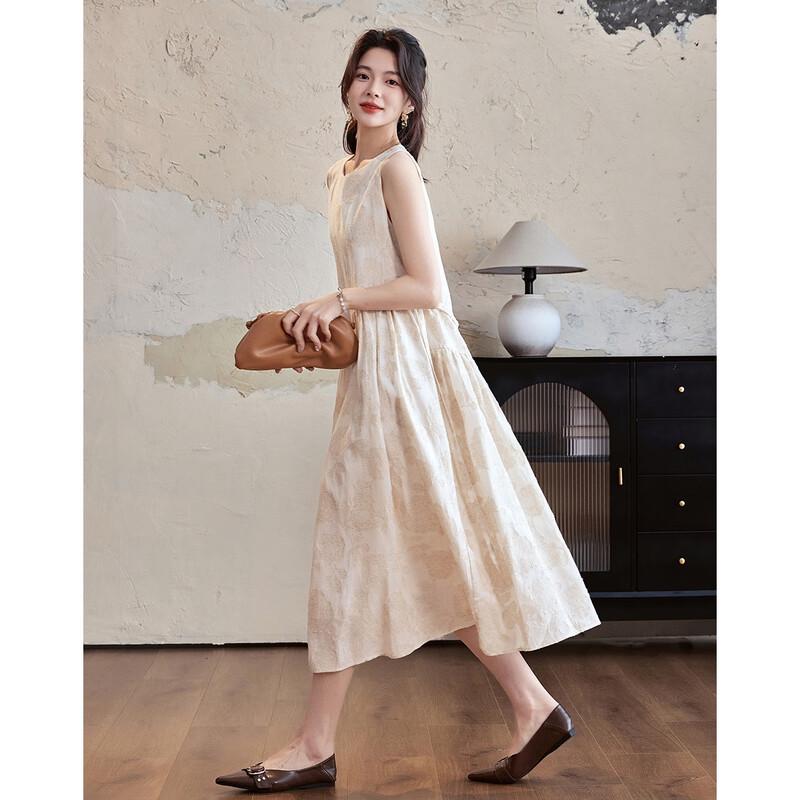 De Mana Summer Artistic Jacquard Sleeveless A-Line Dress