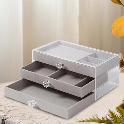Clear Jewelry Box Stackable Jewelry Case Jewelry Holder Organizer for Women Girls for Ring Earrings Bracelets Necklaces