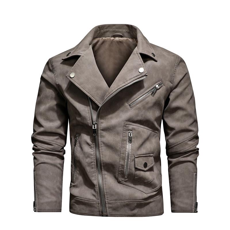Giacca alla moda da uomo in pelle PU con bavero - Capospalla in stile europeo e americano