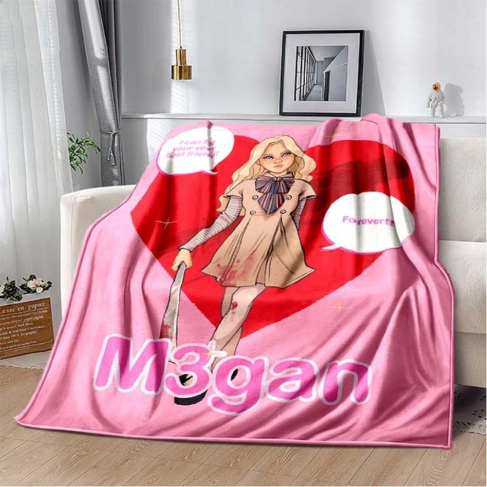 2023 M3GAN Horror Movie Throw Blanket Mysterious Character Soft Plush Fleece Lightweight Couch Bed Funny Halloween Friend Gift