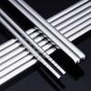 1Pair Stainless Steel Chopsticks Non Slip Tip Heat Resistant Reusable Dishwasher Safe For Home Asian Restaurant Daily Use