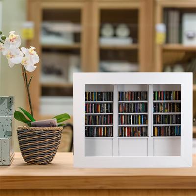 Mini Bibliotek Ångestdämpande Bokhylla Trä Miniatyrprydnad Stresslindring Skaka Av Dig Ångesten Gåvor Till Vänner Dockhus