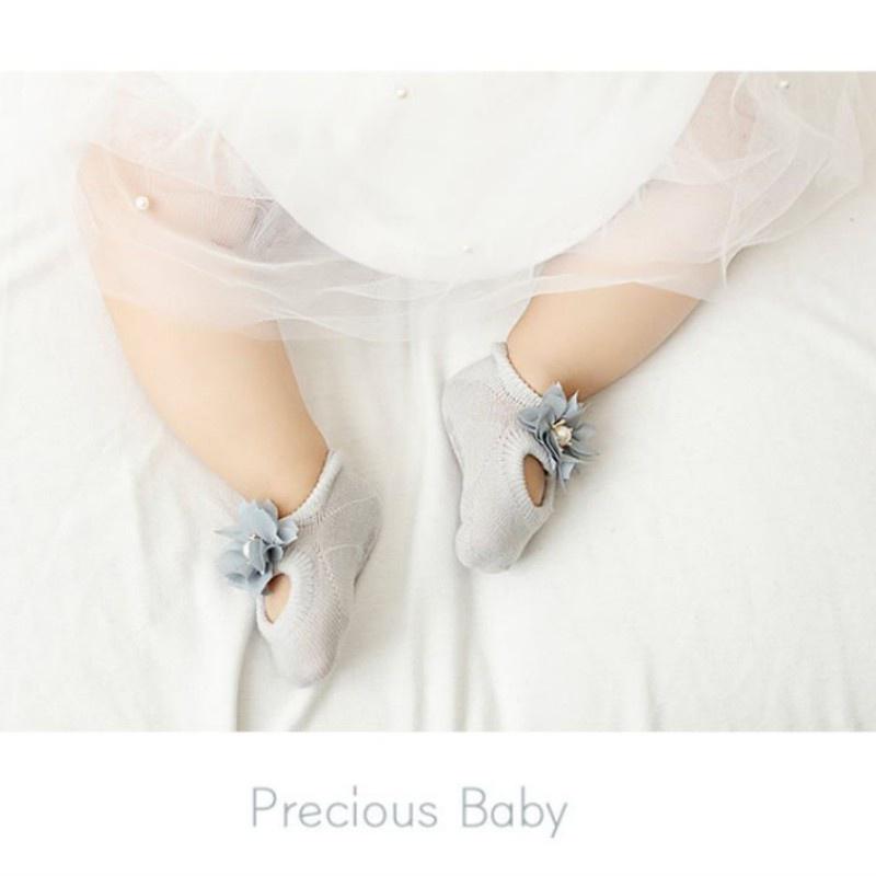 Barn Bebis Spetsrosett Bomull Ihåliga Båtsockor Golv Nyfödd Bebisflickor Strumpor