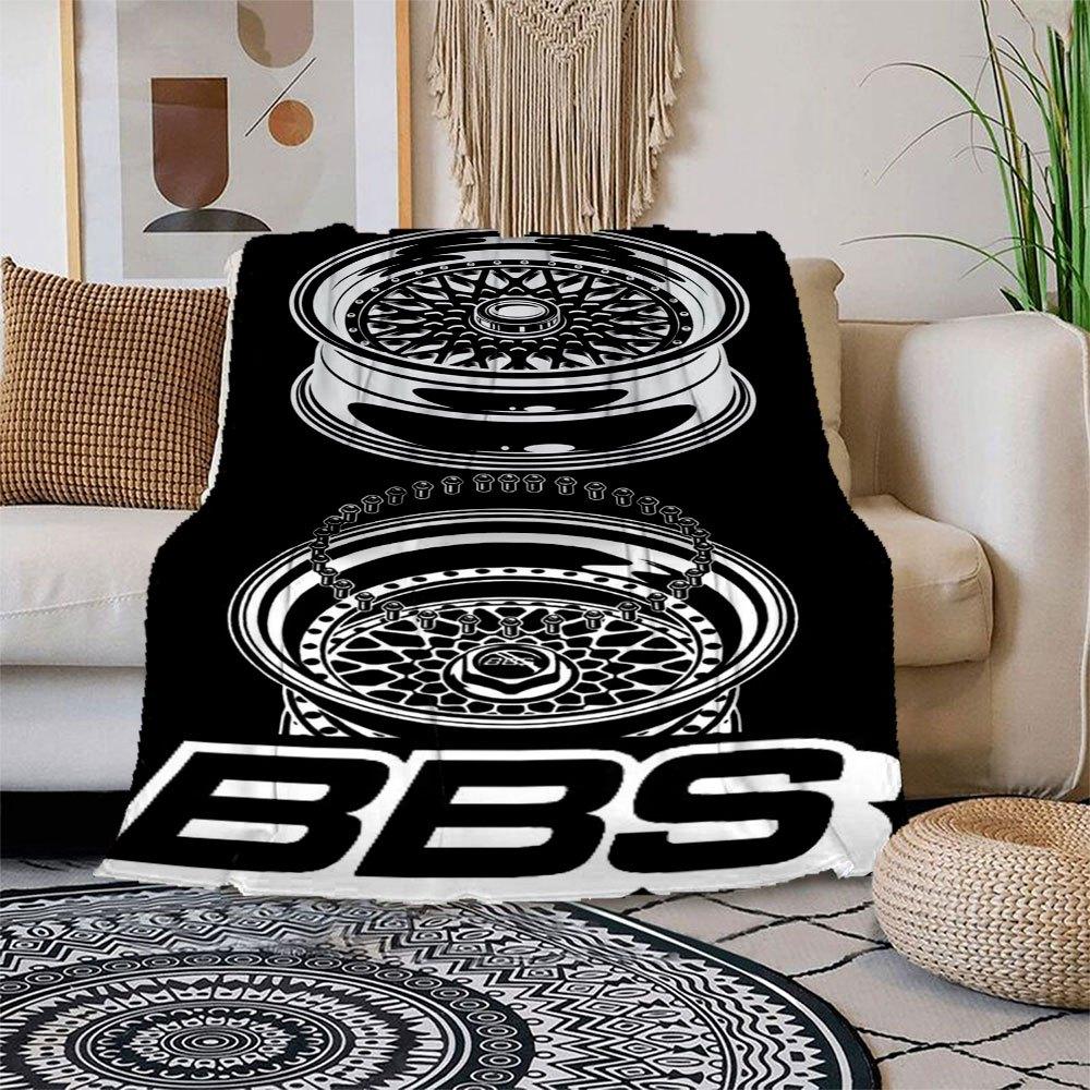 

High-Quality BBS Wheel Sticker Decal for Car Enthusiasts Blanket Flannel Throw Blanket for Sofa, Bed, Travel, Camping, Office, Couch, Chair 150x180cm