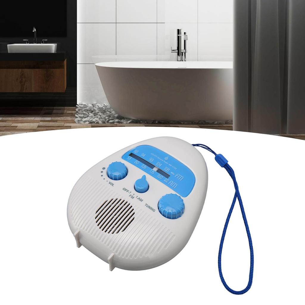 Bathroom Shower Radio, AM/FM Waterproof Speaker with Built-in Strap and Adjustable Volume, for Pool, Beach, Home, Party, Travel, and Outdoor Use