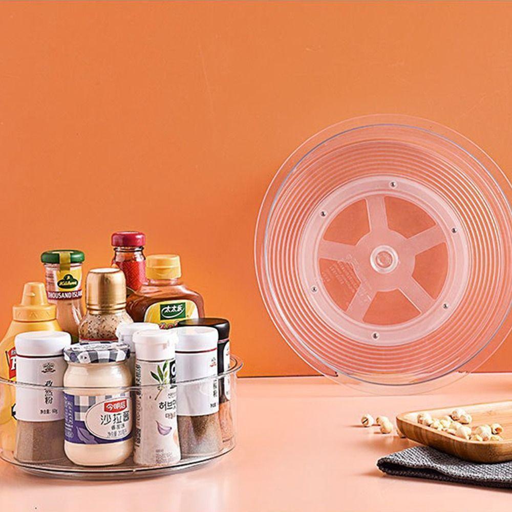 New 360° Rotating Transparent Tray Acrylic Big Capacity Desktop Storage Box Cosmetic Storage Box Kitchen
