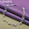 CHSHINE 925 Sterling Silver Three Snake Chain Beads Bracelet For Women Wedding Fashion Charm Jewelry