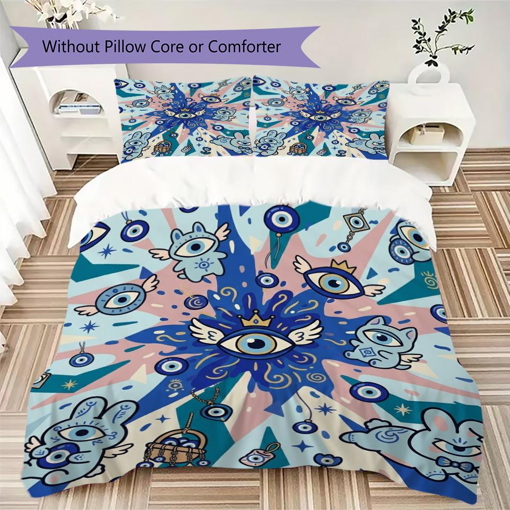 Evil Eye Pattern Bedding uilt Set uilt Cover Pillowcase Home Decoration Birthday Gift (1 * duvet cover + 2 * pillowcase  without core)60