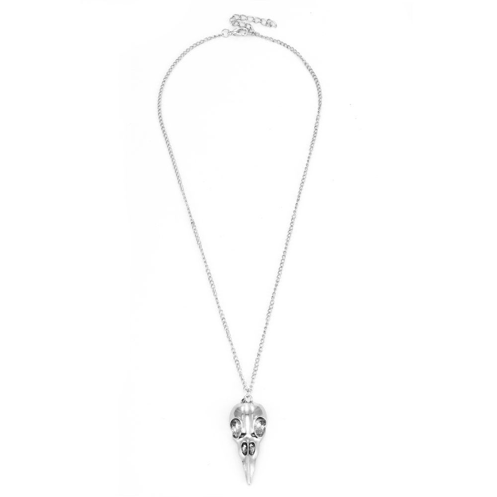 2Pcs Crow Head Necklace Chains Stereo Halloween Decoration Fashion Skull Pendant  Women Men