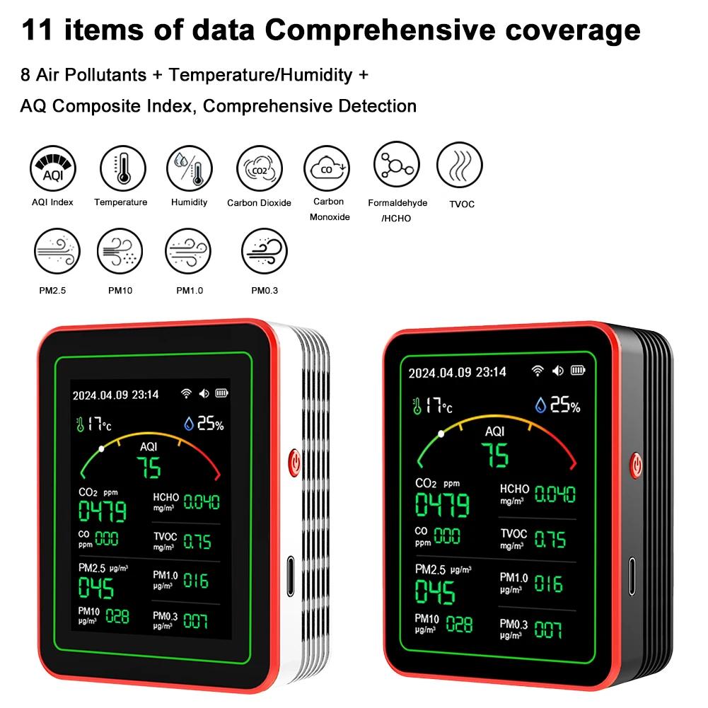 Tuya WiFi 15-in-1 Luftqualitätsdetektor APP-Steuerung Tragbarer AQI PM0.3 PM1.0 PM2.5 PM10 Tester Haushalt CO CO2 TVOC HCHO Tester