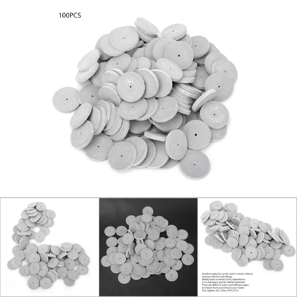 100pcs Dental Laboratory Burs Abrasive Grinding Polishing Rubber Wheel Tool (Grey Fine)