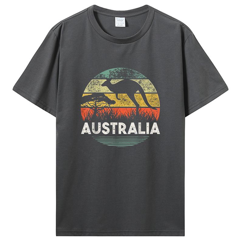 Den Austrálie Vtipné Australské Klokan Vintage Trička Bavlna Streetwear Krátký Rukáv Narozeninové Dárky Tričko Pánské Oblečení