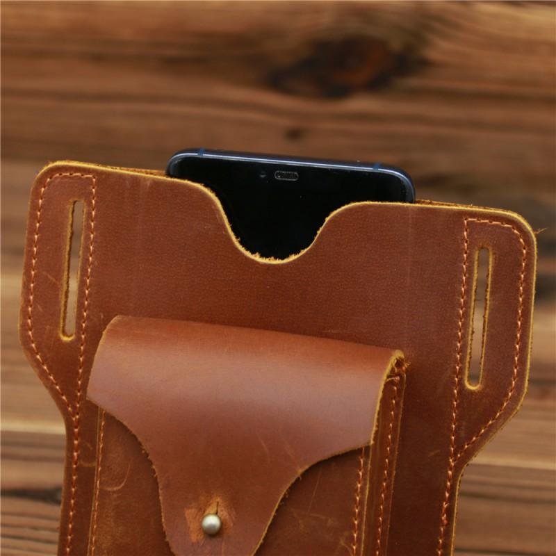 Men's Dual Phone Bag Hanging Waist Multifunctional Tool Sports Running Outdoor Construction Real Belt Cover Anti Loss