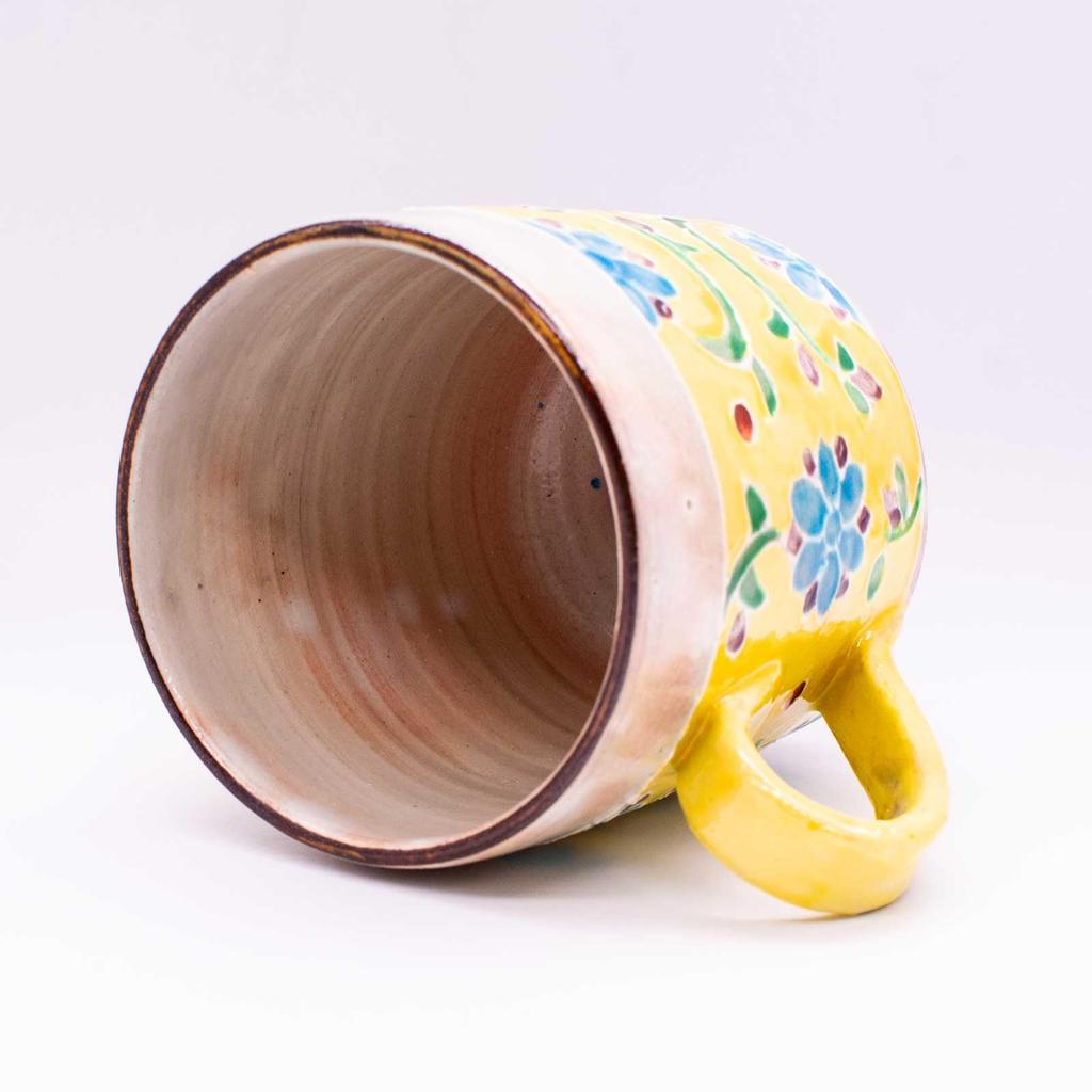 Maeken Kyo-yaki Kiyomizu-yaki Mug, Approx. 180ml, Shunzan Kiln, Tsutsugaki Flower Pattern, Made in Japan, 270155