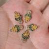 Multicolor Zirconia Bow Flower Copper Charms, Golden Plated Fresh Pendants for DIY Earring Necklace Craft Making