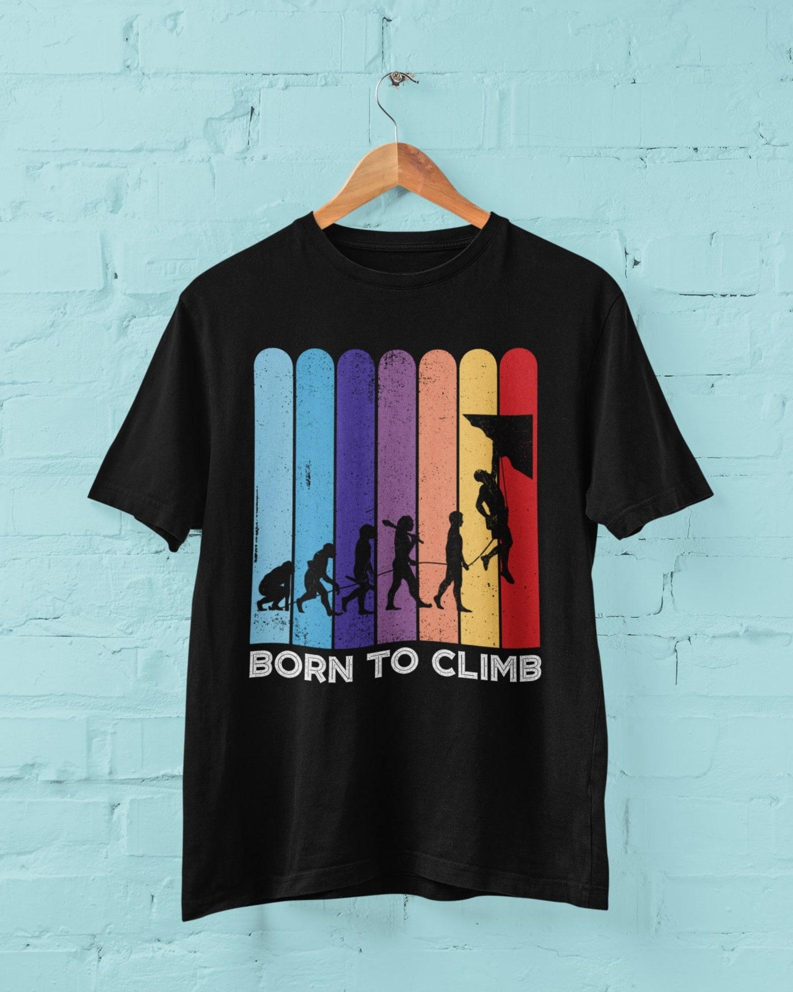 Born To Climb T-Shirt: Rock Climbing Evolution Tee XL
