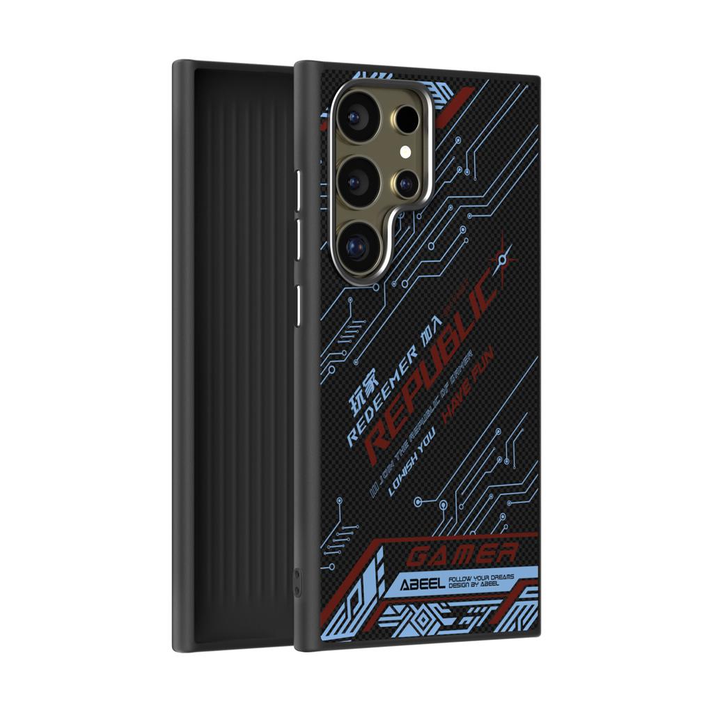 For Samsung Galaxy S25 S24 Ultra Plus Carbon Fibre Texture MagSafe Phone Case Metal Lens Wireless Charging Shockproof Cover