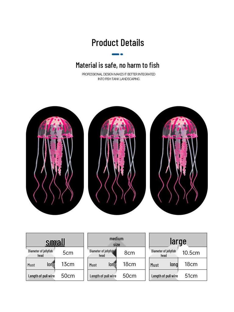 Floating Fluorescent Silicone Jellyfish Aquarium Decoration