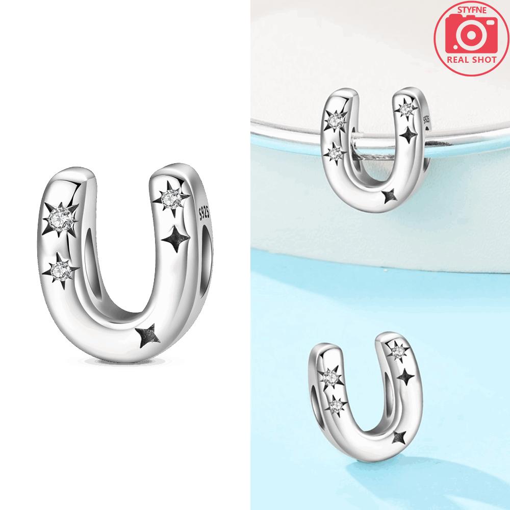 Letter Pendant Love White Zircon Stars Original Copper English Letters Beads Fit Bracelet Accessory Jewelry Gift Women Diy